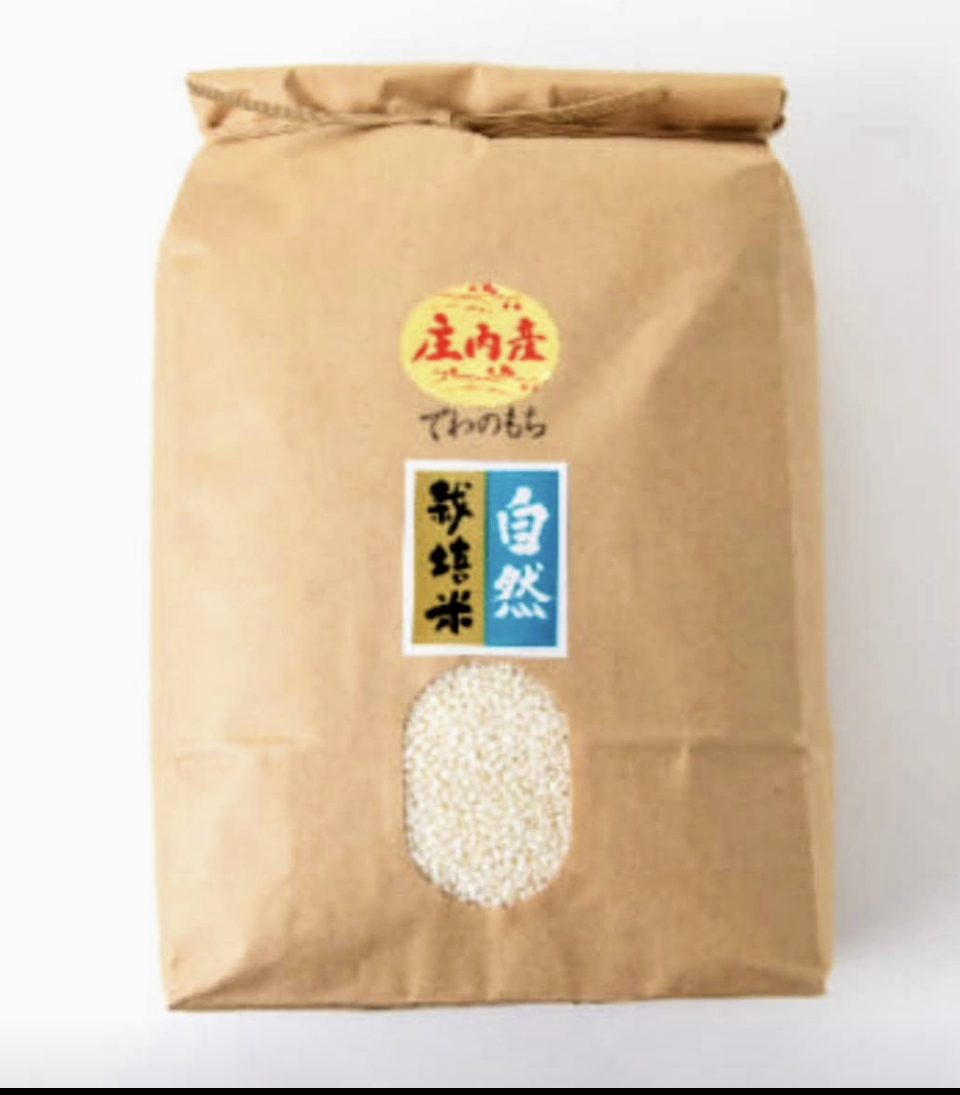 庄内米　でわのもち(もち米)中米　自然栽培米　山形県産　令和５年産　玄米25kg-