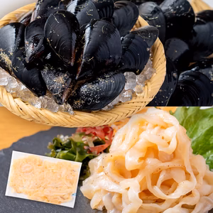 ムール貝（加熱用）&ホタテ貝ヒモ（生食用）｜岩手県越喜来湾崎浜産