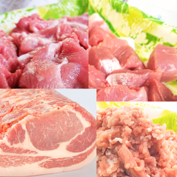 【冷凍】キッチン輝く4品S《白金豚》ロ塊＋ ス小間& 角小間& 挽肉 