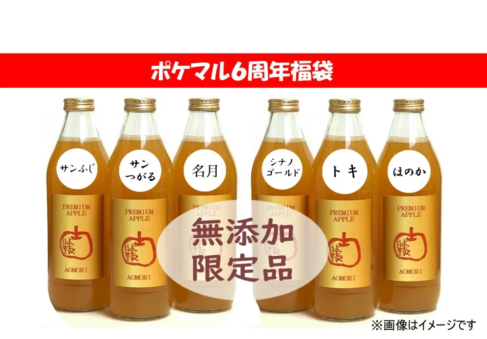 【6周年福袋】飲み比べ6種類!!限定りんご生搾り 1ℓ×6本 青森県産