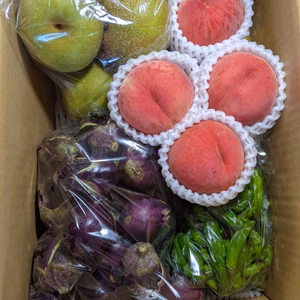 桃と梨と野菜の詰め合わせ