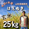 令和8年産9月下旬～順次発送❗庄内米　はえぬき　玄米25㎏