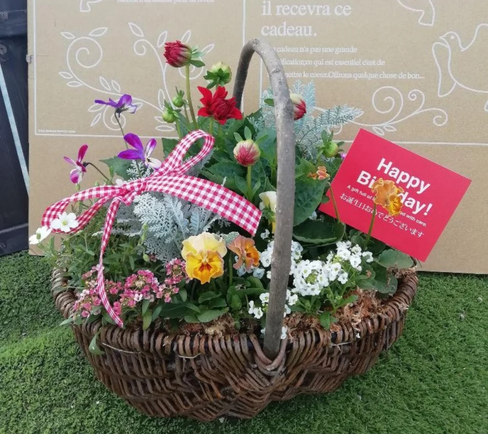 [ギフト対応]お花たっぷりバスケットLサイズ[35センチ程度]