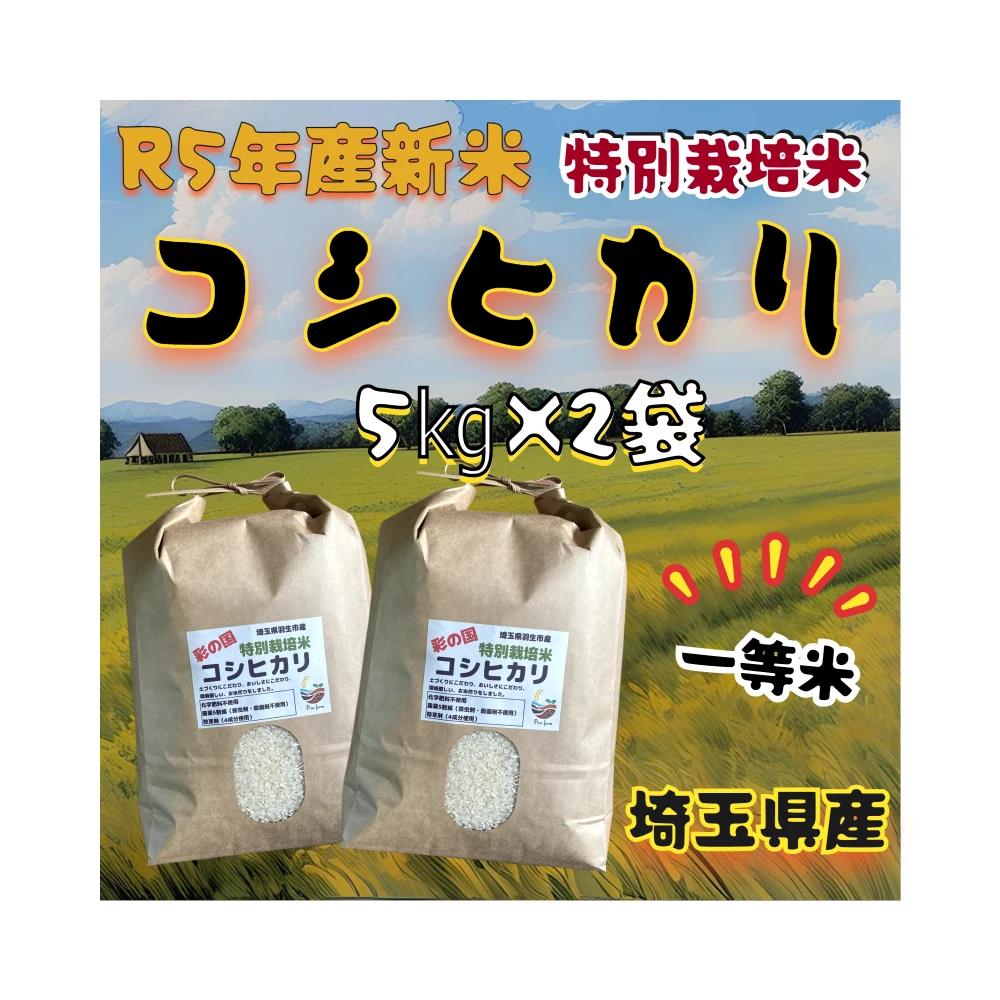 一等米〉R5年産☆埼玉県産☆新米！ 特別栽培米コシヒカリ 10㎏｜米