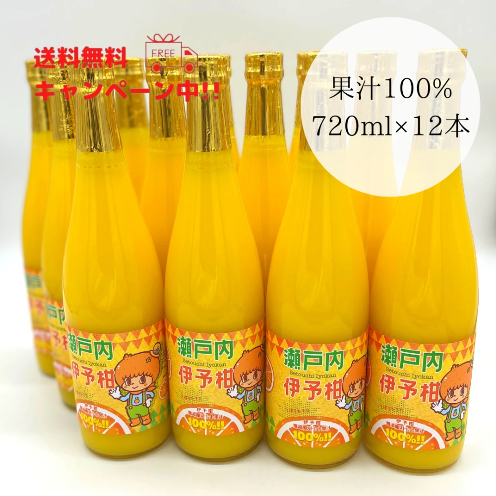 伊予柑ジュース 720ml（無添加ストレート果汁100％）【12本セット】