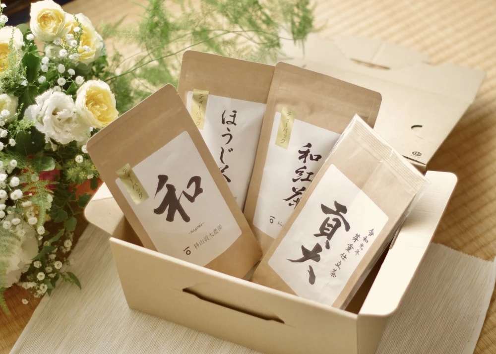 内祝にも！煎茶・ほうじ茶・和紅茶のティーバッグ & 高級煎茶30gギフトボックス