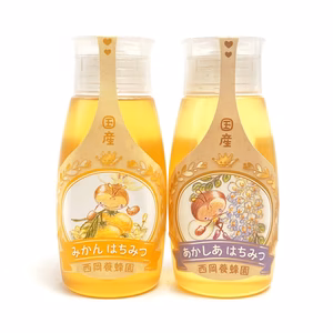 【嬉しい2本セット】国産純粋みかん・あかしあ蜂蜜500gポリチューブ2本セット