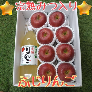 ★完熟みつ入り★ふじりんご(秀品)＆令和元年産ふじりんごジュース【3kg箱詰め】