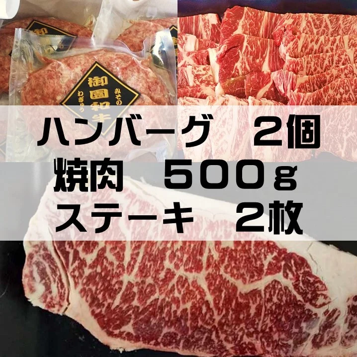 【ニクの日企画】御園和牛メガ盛りセットＢ（焼肉・ステーキ・ハンバーグ）