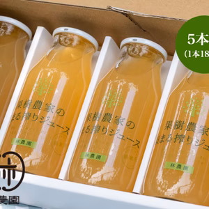 果樹農家の梨まる搾りジュースギフト　180ｍｌ5本組　夏ギフト・お中元・のし対応