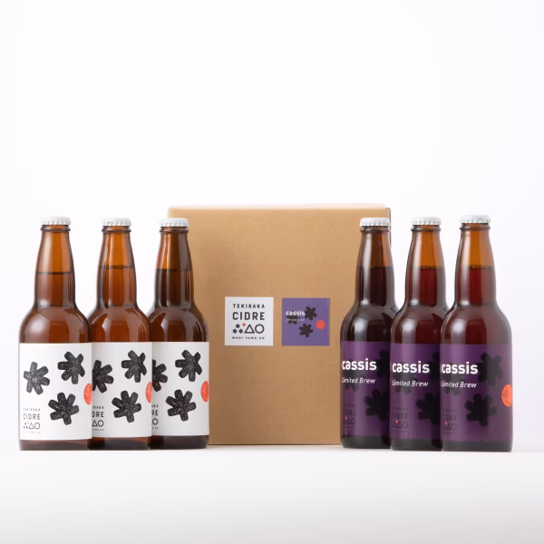 無農薬カシスと摘果りんごから造ったシードル　テキカカシードル＆カシス6本セット
