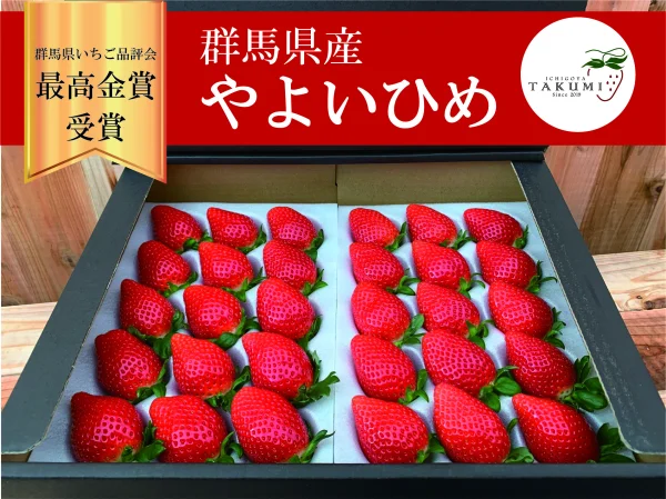 群馬県やよいひめ（いちご）約400gｘ2シート 群馬県いちご品評会最高