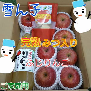 雪ん子＊ご家庭用＊完熟ふじりんご❴全玉みつ入り❵約2kg＆りんごの恵み