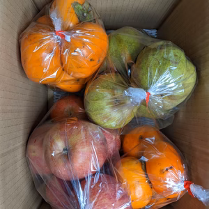 柿、りんご、ラ・フランス