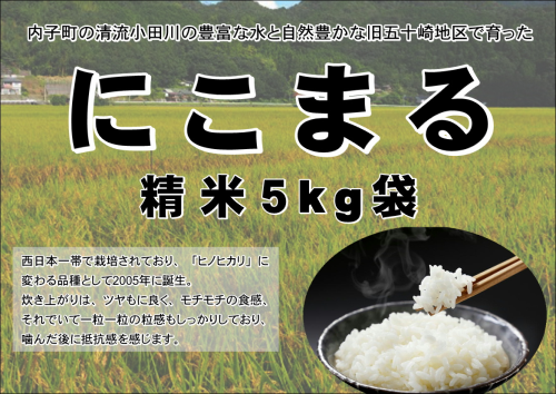 もちもちの弾力！令和5年産「にこまる」5kg(精米５㎏×1袋)｜米・穀類の