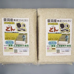 お布団農法「どん米」無洗米１.２kg真空パック　ちょっと！うるさいよ！炊き方